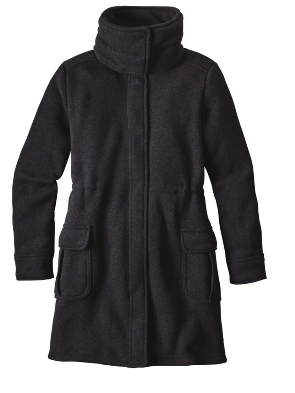 Women's Patagonia Better Sweatwr midi coat size medium Black Neck Coat trench